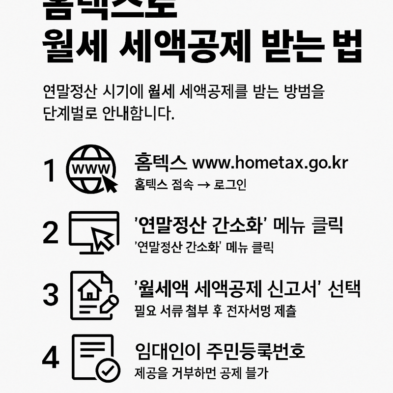 홈텍스로 월세 세액공제 받는 법, 어렵지 않아요!