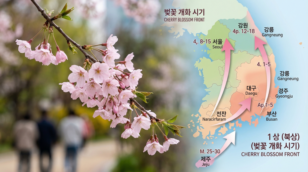 2026 벚꽃 개화 예측: 가장 빠른 봄을 만끽할 전국 명소 BEST 5