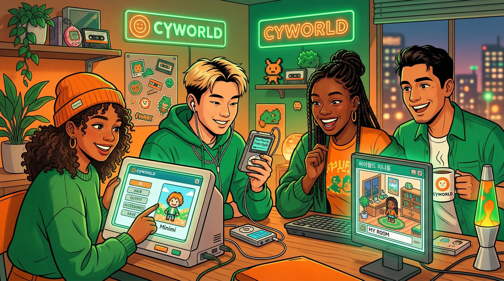 2026년의 싸이월드: 과거의 향수와 미래의 가능성을 잇는 플랫폼의 진화 2 A vibrant stylized 202603210846 1024x572 1